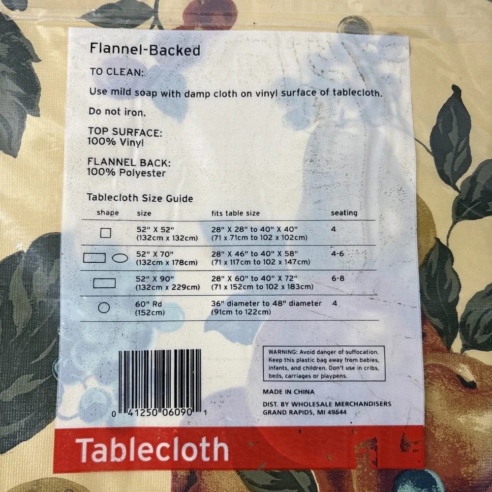 M Flannel Backed Tablecloth‎ Square 52x52